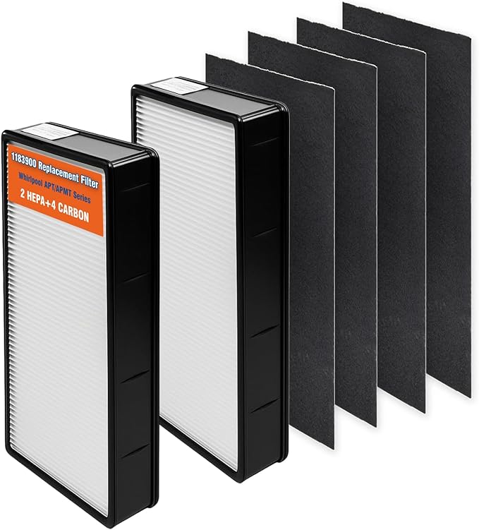 1183900 Replacement Filters（2 True HEPA+4 Pre-Carbon ） Compatible with Whirlpool APT/APMT Series Air Purifiers (APT30010M, APT40010R, APT42010M, APT50010M, APMT2001M)