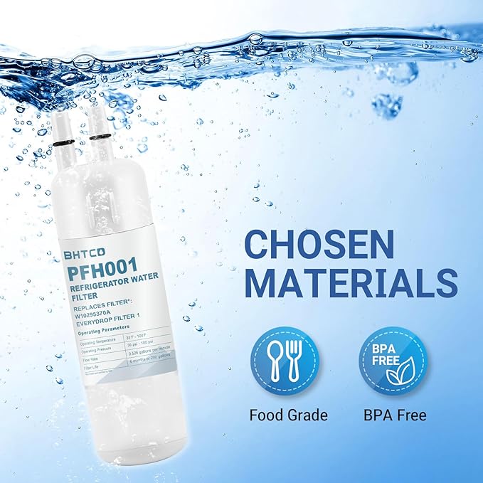 Water Filter Replaces WRS325SDHZ/ WRS325FDAM/ WRS325SDHW/ WRS325SDHB/ WRS325FDAW/ WRS325FDAB/ WRS325SDHV Model for Whirlpool Refrigerator- NSF Certified(3Pcs)