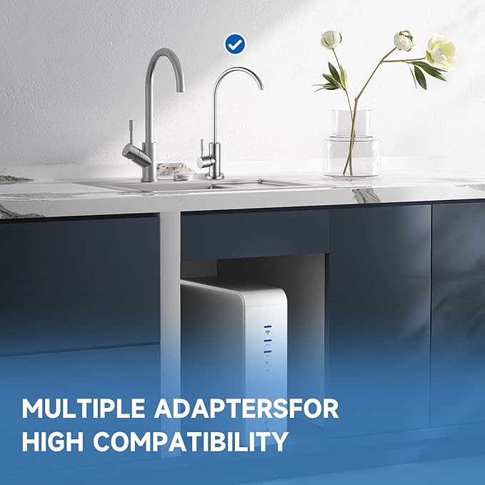 Drinking Water Faucet, Kitchen Water Filter Faucet Stainless Steel for Reverse Osmosis or Water Filtration System, Beverage Non-Air Gap RO Faucet Brushed Nickel Finish