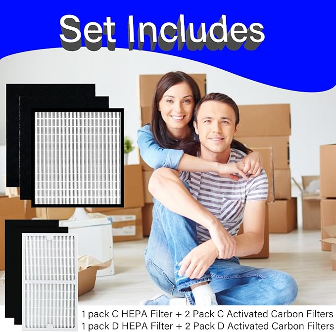 IAP-10-280 Replacement Filter for Idylis IAP-10-280 Air Purifier, Include 1C + 1D HEPA and 2C + 2D High Efficiency Carbon Filter
