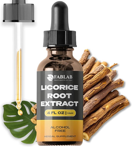 FabLab Licorice Root Extract - Herbal Immune Support- Glycyrrhiza Glabra Supplement for Digestion Restore Respiratory Health Fatigue -Non-GMO (4 FL OZ)