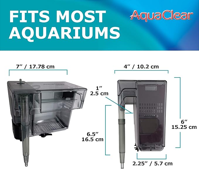 Fluval 50 Power Filter – Aquarium Filter for 20 to 50 Gallon Fish Tanks – Quiet Energy Efficient Pump – Mechanical, Chemical & Biological Filtration – Easy Install & Maintenance (Packaging May Vary)