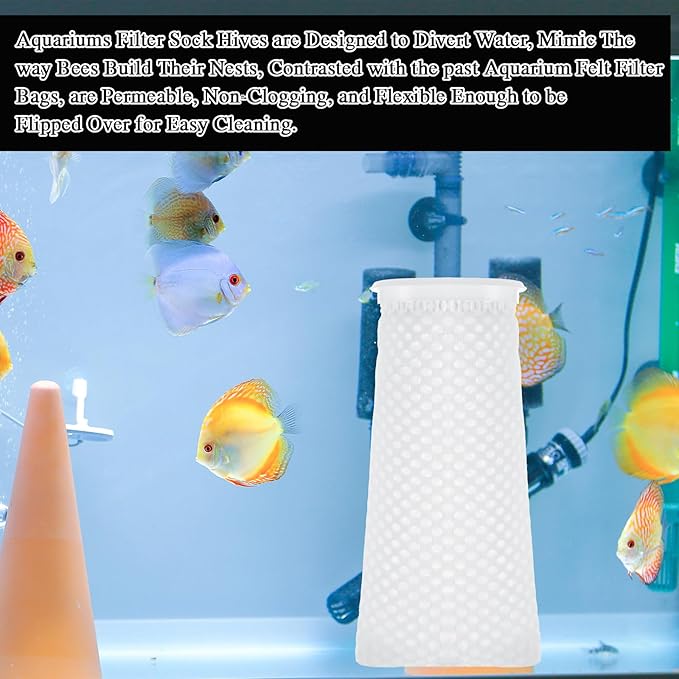 10Pcs 150 Micron Honeycomb Filter Socks,Aquarium Filter Sock 3D Honeycomb Design Filter Sock,Aquarium Filter Bags for Saltwater Aquarium Use in Freshwater Saltwater Aquarium Ponds Sumps Overflows