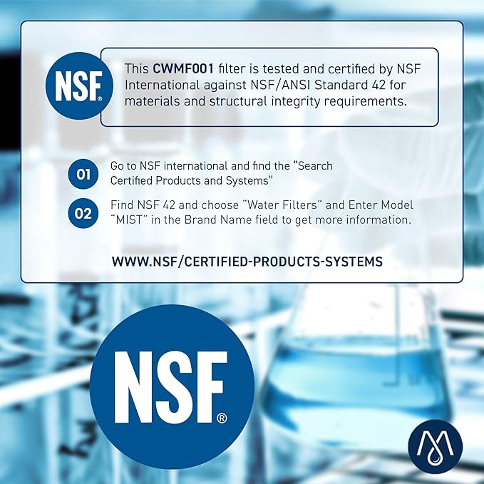 Mist EDR1RXD1 Replacement for Everydrop® Filter 1 – Whirlpool® WHR1RXD1 W10295370A, Kenmore® 46-9081 Refrigerator Water Filter – NSF 42 & 372 Certified