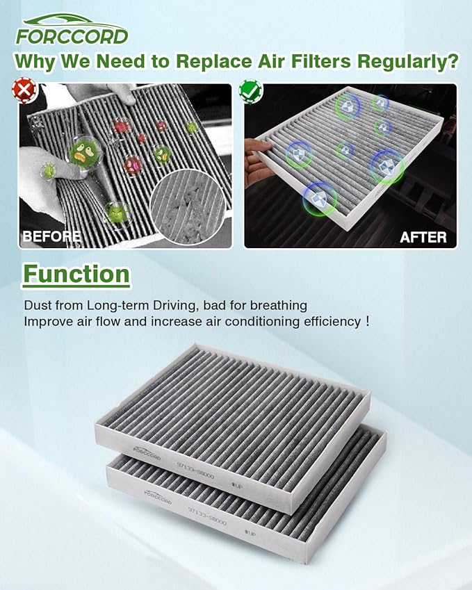 2-Pack HEPA Cabin Air Filter Fits for Hyundai Palisade 2025 2024 2023 2022 2021 2020 Activated Carbon Cabin Filter Replacement 97133-S8000 Car Accessories