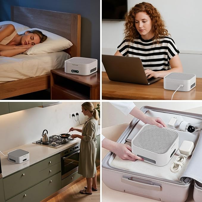 Air Purifiers for Home – True HEPA Air Purifier for Pets, Smoke & Allergies | 600 Sq Ft Coverage | Ultra-Quiet & Portable Small Air Purifier for Bedroom/Travel/Desk/Office/RV