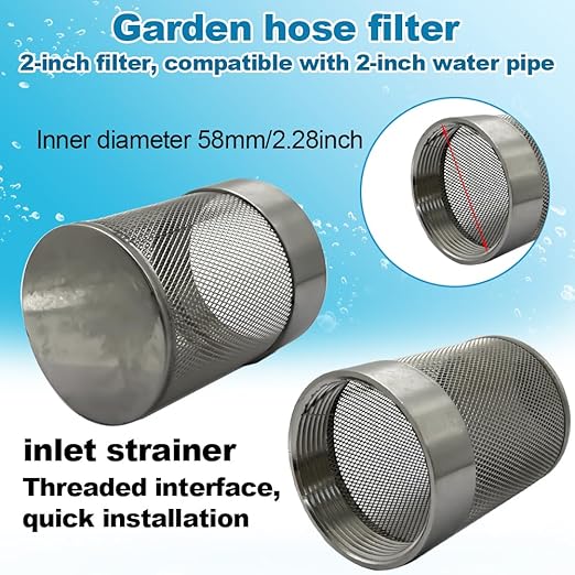 2inch 304 Stainless Steel Filter Head with Internal Thread Diameter of 58mm Connected to DN50 2-inch Water Pipe Filter Used to Remove Debris and Reduce Solid Entry（1pcs）