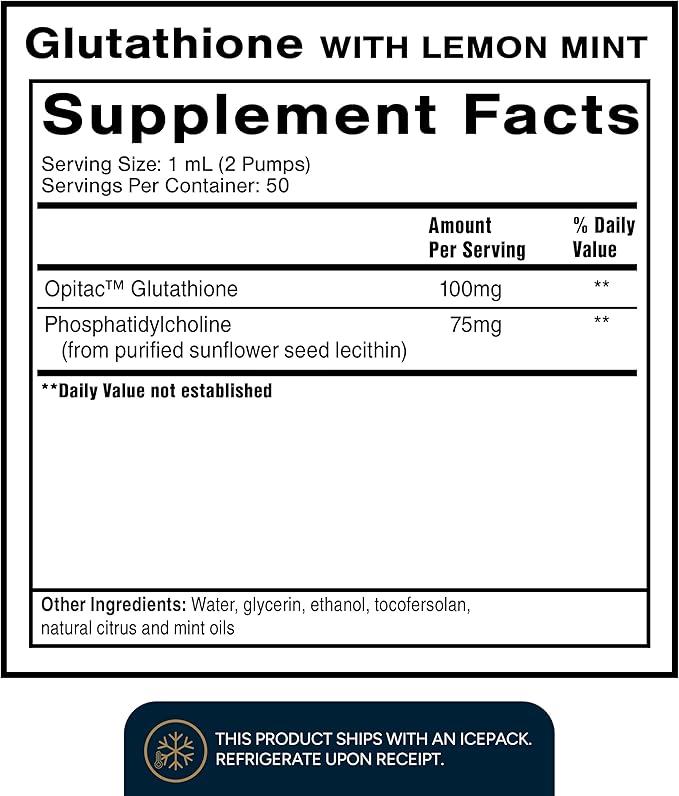 Quicksilver Scientific Liposomal Glutathione - Superior Absorption Oral Glutathione Supplement for Detox & Immune Support - Lemon Mint (1.7 fl oz)