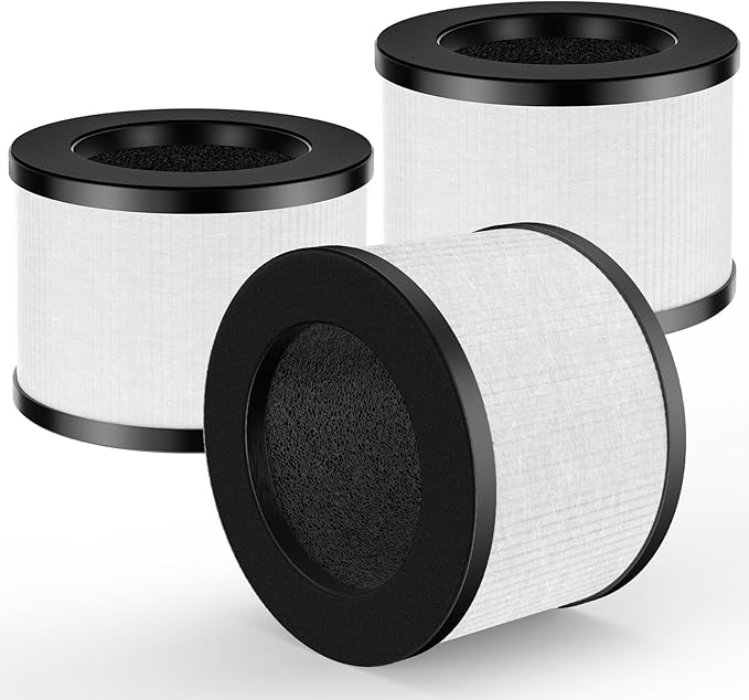 3 Pack TZ-K1 Replacement Filter Compatible with ToLife TZ-K1 Air Puri-fier, MK01 MK06 and FreAire KN6391 Air Purifiers, 3-in-1 Filtration Filter, Activated Carbon and Pre-filter, 360° Rotating Filters