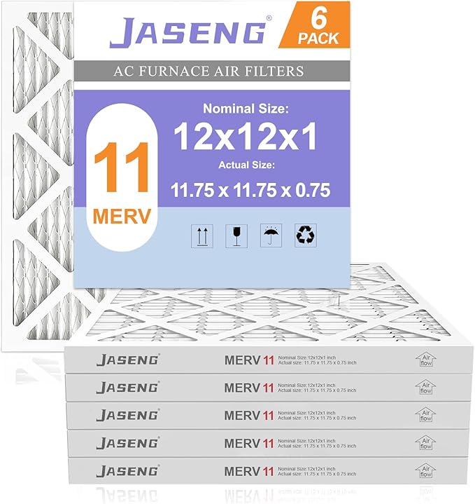 12x12x1 Furnace Air Filters 6 Pack, MERV 11 MPR 1000 & FPR 7 Filtering, HVAC Air Filter Replacement (exact dimensions: 11 3/4"x 11 3/4"x3/4")
