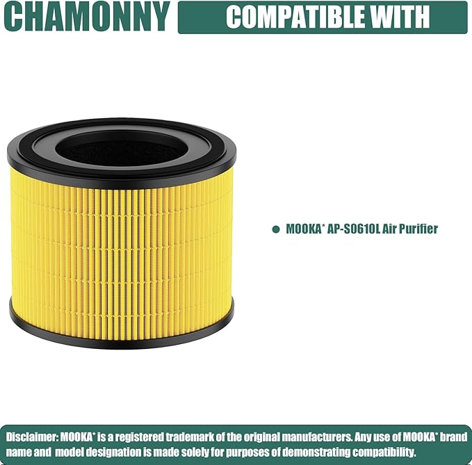 AP-S0610L Pet Care Filter Replacement, Compatible with MOO-KA AP-S0610L Air Purifier, 3-in-1 H13 True HEPA and Activated Carbon Filters, 2 Pack