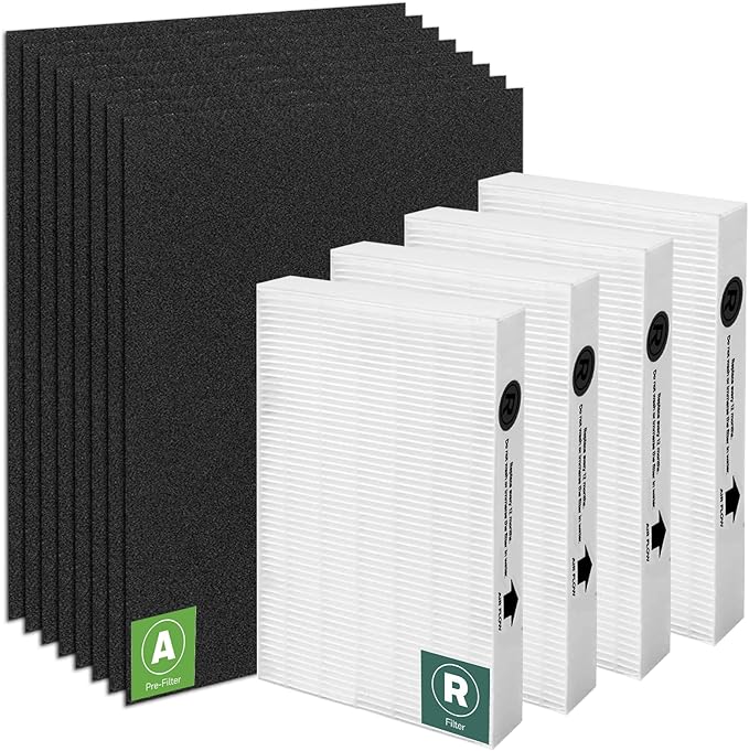 HPA200 Replacement Filters for Honeywell Air Purifier HPA200 HRF-ARVP200 Series,Compatible with HPA200, HPA201, HA202, HPA204, HPA250,HPA5200,4 True HEPA R Filter+8 Activated Carbon Pre-Filter A