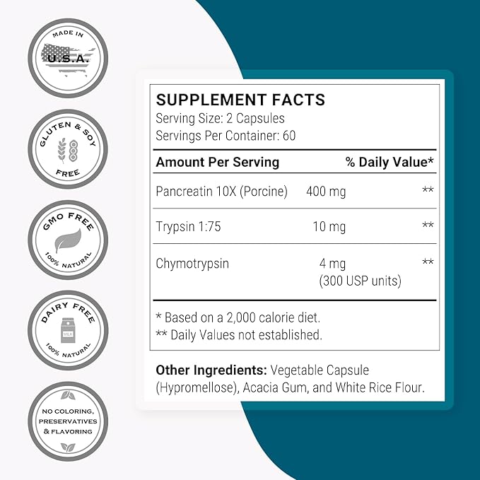 Supersmart - Pancreatin 10X 4000 per Day (Extra Strength) - Digestive Enzymes Supplement - with Protease, Lipase, Amylase, Trypsin - Healthy Digestion Support | Non-GMO & Gluten Free - 120 DR Capsules