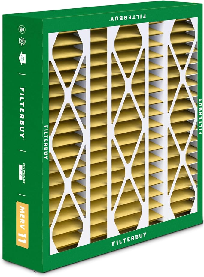 Filterbuy 20x25.25x3.5 Air Filter MERV 11 Allergen Defense (2-Pack), Pleated HVAC AC Furnace Air Filters Replacement for Aprilaire Space-Gard 102/2120 (Actual Size: 19.94 x 25.38 x 3.75 Inches)