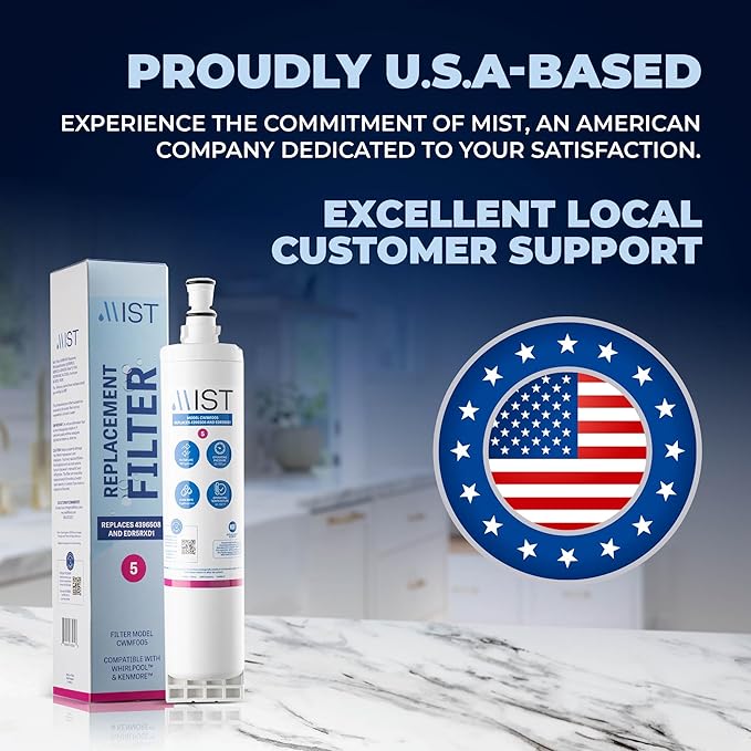 Mist EDR5RXD1 Refrigerator Water Filter Replacement for EveryDrop Filter 5, Whirlpool 4396508, 4396510, WF-NL240, Kenmore 46-9010 – NSF 42 Certified – 1 Pack