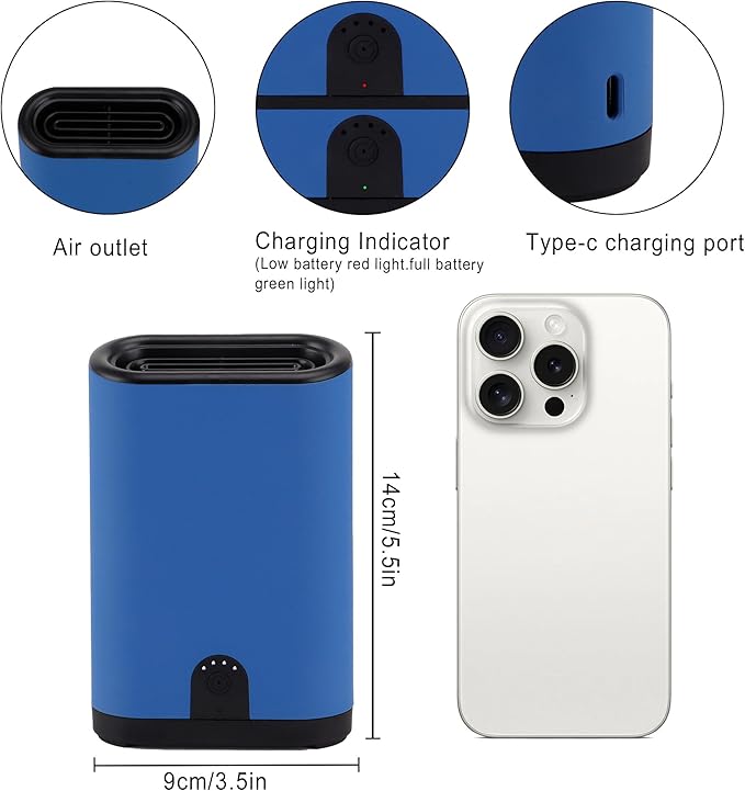 Portable Ozone Generator Air Purifier – 5000mAh Rechargeable, Battery Operated Ionizer & Odor Eliminator for Home, Car, Bathroom, Kitchen, Pets, Shoes, Smoke & Dust