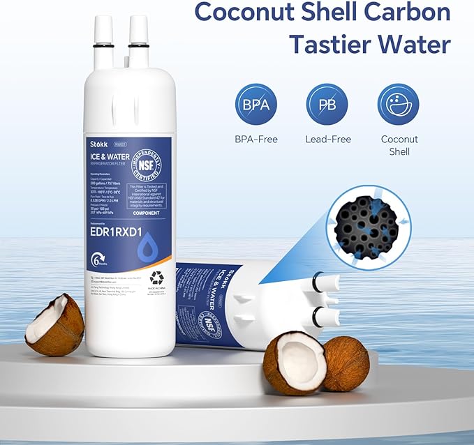 Stokk EDR1RXD1 Replacement Compatible with Everydrop Filter 1, EDR1RXD1B, Whirlpool W10295370A, P8RFWB2L, P4RFWB, P5WB2L, 46-9081, 46-9930, RW001 Refrigerator Water Filter, 1 Pack
