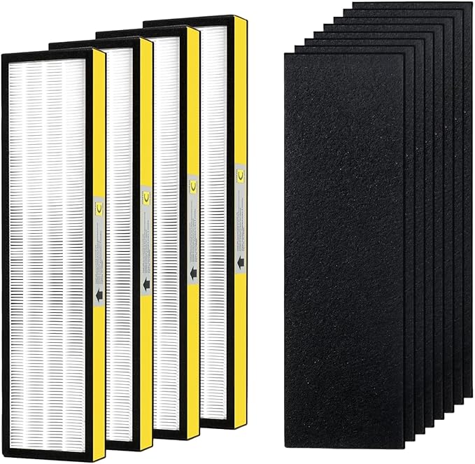 FLT5000 Replacement Filter C For G-Guardian Air Purifier AC5000,AC5000E,AC5250PT,AC5350B,AC5350BCA,AC5350W,AC5300B,CDAP5500B,AP2800CA. 4 Pack HEPA Filter + 8 Pack Activated Carbon Filter