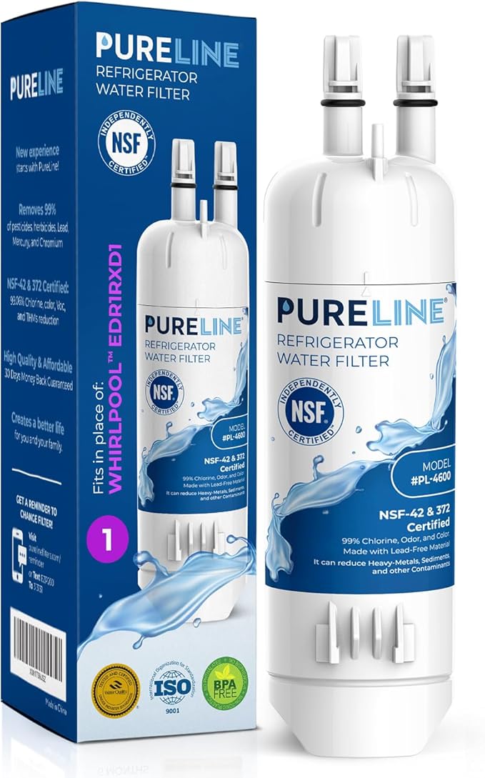 Pureline EDR1RXD1 Water Filter Replacement for Everydrop® Filter 1, W10295370A, P8RFWB2L, P4RFWB, EDR1RXD1B, Kenmore® 46-9081, 46-9930 Refrigerator Water Filter