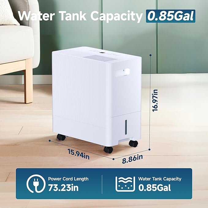 22 Pints Dehumidifier for Basement with Drain Hose,2000 Sq.Ft Dehumidifiers for Home,With 24-Hour Timer Function,Automatic Defrost,Multiple Dehumidification Modes,Suitable for Large Rooms