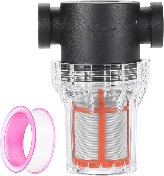 uxcell Pressure Washer Filter 1/2" NPT Female Thread, Inline Mesh Strainer Attachment, Stainless Steel Screen with Sealant Tape for Outdoor Gardening Inlet Water (Size:200 Mesh)