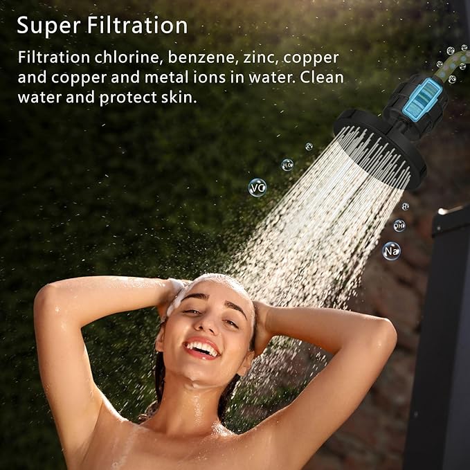 High Pressure Filtered Shower Head Set, 6’’ Rain Shower Filter for Hard Water, Universal Round Showerhead 20 Stage Filtration Removes Impurities for Rejuvenated Skin by Eolax, Oil-Rubbed Bronze