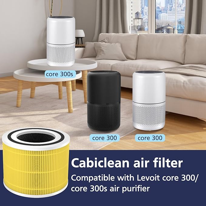 Core 300 Pet Care Replacement Filter, Compatible with LEVOIT Core 300/300S Air Purifier, 3-in-1 H13 Grade, True HEPA Replacement Filter, Compare to Part No. Core 300-RF-PA, Yellow, 2 Pack