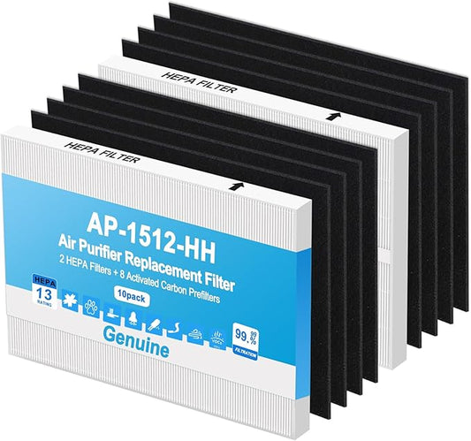 AP-1512HH Air Purifier Replacement Filter Set for Coway Airmega AP-1512HH and Airmega 200M air Purifier|2 HEPA+8 Carbon Filters|Triple Filtration, 99.7% Particle Capture|Ideal for Pet/Smoke Homes