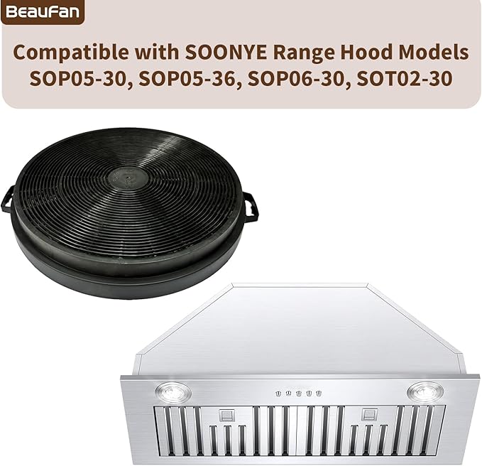 2 Pack CFI010 Charcoal Filters Fit MCBON IE71-BLACK, TE77, Fit Hauslane Range Hoods IN-R200SS Series, IN-R300SS Series, WM-540SS-30, WM-730SS-30