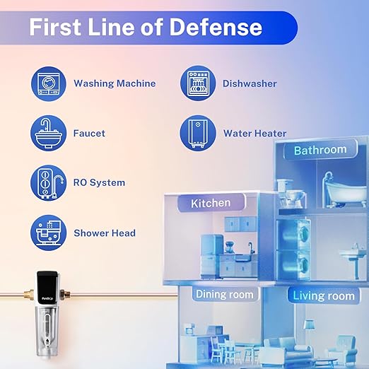 PDR-ARB50WSP Spin Down Sediment Water Filter, Auto Flushing Module with Touch-Screen, Reusable Whole House Sediment Filter for Well Water w/Scraper, 50-Micron Prefilter Filtration System