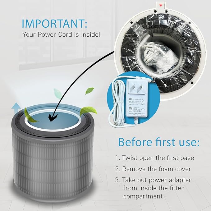 HATHASPACE HSE200 True HEPA Air Purifier for Home, Removes 99.9% of Dust, Smoke, Pet Dander, Odors, VOCs, Covers Up to 200 Sq. Ft, Quiet Air Cleaner with Smart Sensor for Bedroom & Small Rooms