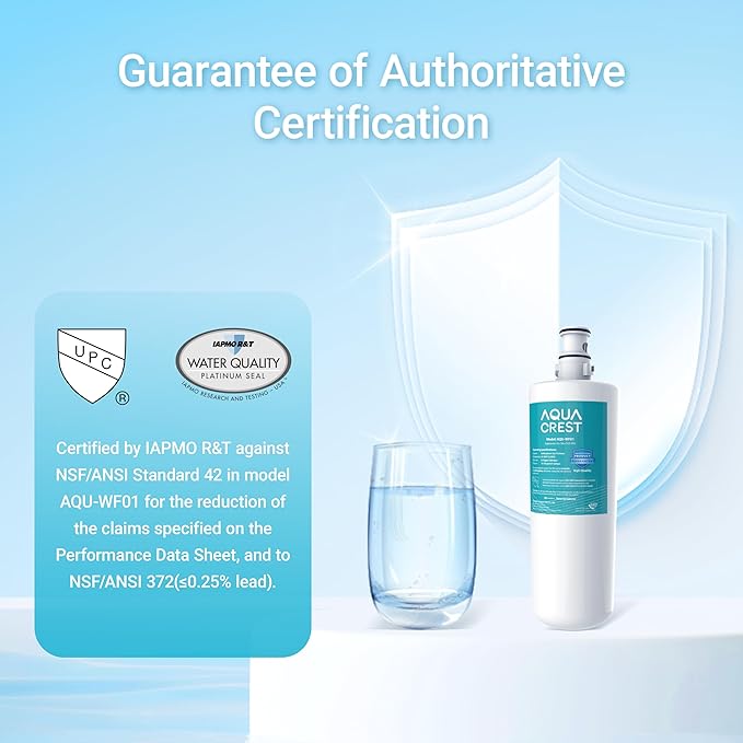 AQUA CREST 3US-AF01 Under Sink Water Filter, Replacement for Standard Filtrete® 3US-AF01, 3US-AS01, Aqua-Pure AP Easy C-CS-FF, WHCF-SRC, WHCF-SUFC, WHCF-SUF, NSF/ANSI 42 Certified, Pack of 3