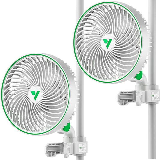 VIVOSUN 2-Pack AeroWave E6 Grow Tent Fan 6”, EC Motor, Smart Wifi Control, US Patented Auto Oscillating Clip fan, IP54, Strong Airflow but Quiet for Hydroponic Ventilation Circulation