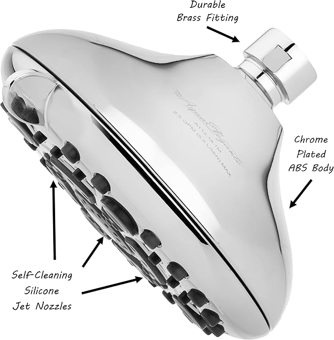 Aqua Elegante High Pressure Shower Head & Filter - Adjustable Water Saving Showerhead For Low Flow Showers With Bath Filters To Remove Chlorine + Hard Minerals, 1.8 GPM - Chrome & California Certified