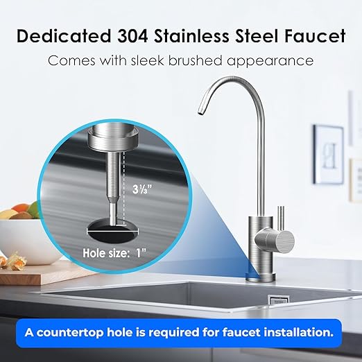 Waterdrop 15UB-UF 0.01 μm Ultra Filtration Under Sink Water Filter System for Baçtёria Reduction, Reduces Lead, Chlorine, Bad Taste & Odor, 19K Gallons, with Dedicated Brushed Nickel Faucet, USA Tech