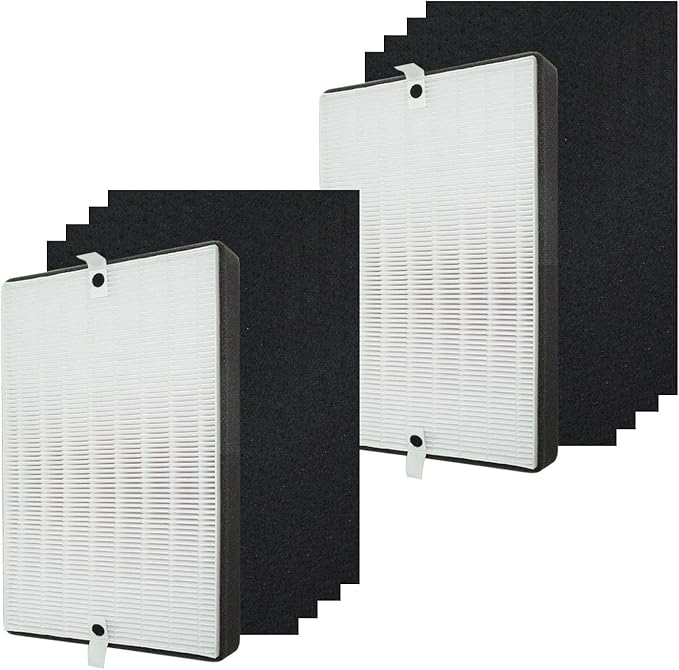 PUREBURG Type A2 Replacement 2 HEPA Filter + 8 Carbon Pre-Filters Compatible with Filtrete (3M) Room Air Purifiers FAP-C02-A2, FAP-C03-A2, FAP-T03-A2, Part # 1150101, Filter A2, 2-Pack