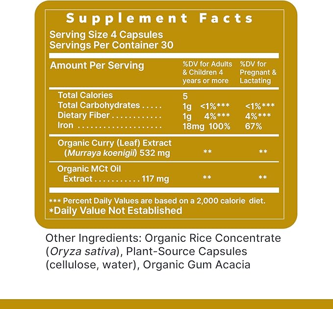 Premier Research Labs Phyto-Iron - Plant Based Iron for Men & Women for Blood Support, Curry Leaves Supplement, Iron Supplements, Non-Heme Iron, 18mg Iron Per Serving - 120 Vegetarian Capsules