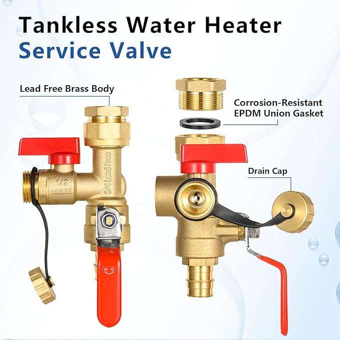 3/4 Inch GUOFIS IPS Tankless Water Heater Valve Kit with Pressure Relief Valve(3/4"FIPx 3/4" PEX-A Expansion F1960),5 Set Water Heater Valve Kit