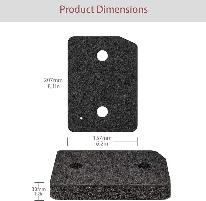 2 Pack 9164761 Miele Dryer Base Filter Replacement for all Miele T1 Heat Pump Tumble Dryers. Foam Filters - Non-Vacuum Compression Packed