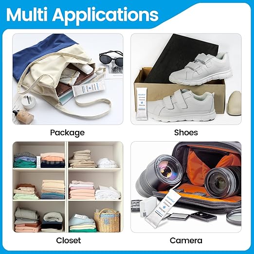 25Pcs 14 Gram Food Safe Desiccant Packs, High Absorption Capacity for Moisture & Odor, Silica Gel & Coconut Shell Activated Carbon Packets for Storage