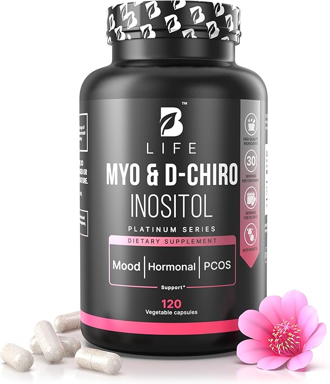 Inositol Supplement for Women – Myo-Inositol & D-Chiro Inositol – PCOS Supplements for Ovarian Support – Myo Inositol Supplement – Myoinositol and D Chiro Inositol – Vitamin B8– 40:1 Ratio - 120 Caps