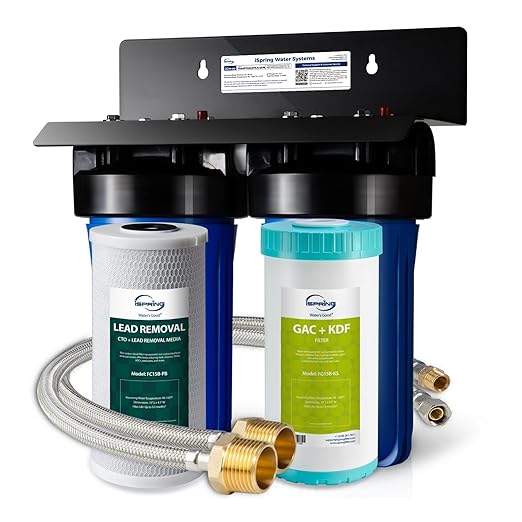 iSpring US21B-CPB 4-Layer High Capacity Under Sink Water Filter, Reduces Lead, PFAS, PFOA/PFOS, Chlorine, Bad Taste & Odor, w/ 2 Upgraded Direct Connect Hoses