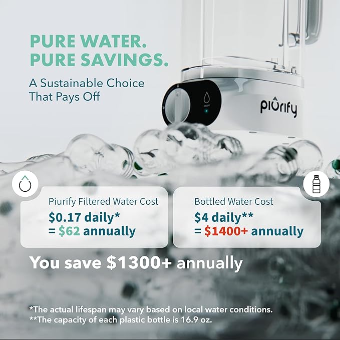 Countertop Electric Water Filter Pitcher with 6-Month UltraFiltration - Fast 2-Min Filtration, Removes 99% Lead, PFAS, Mercury & Chlorine - BPA Free, 50oz Capacity