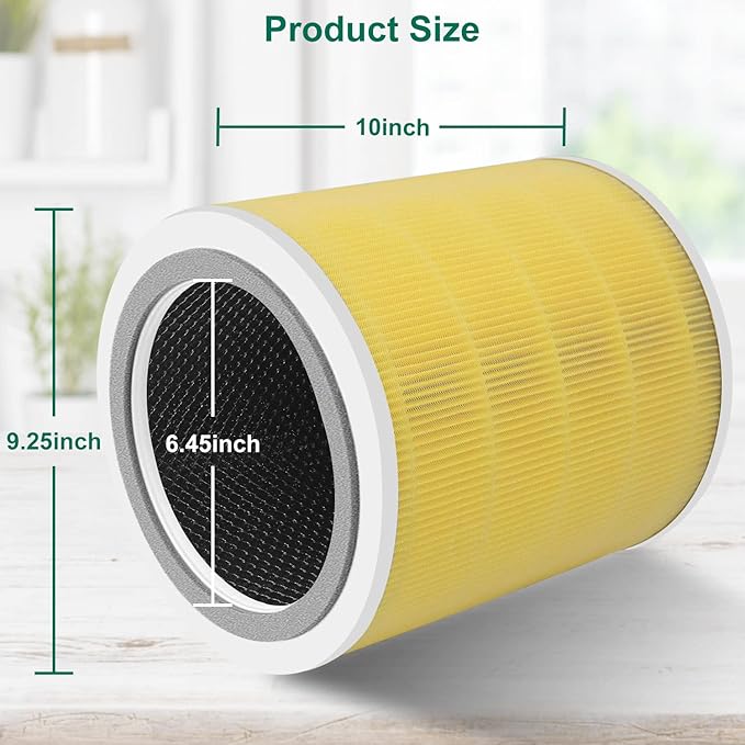 2 Pack Core 400S Replacement Filter Compatible with LEVOIT Core 400S, 3-in-1 Filter, Activated Carbon Filtration, Compared to Part# Core 400S-RF Yellow