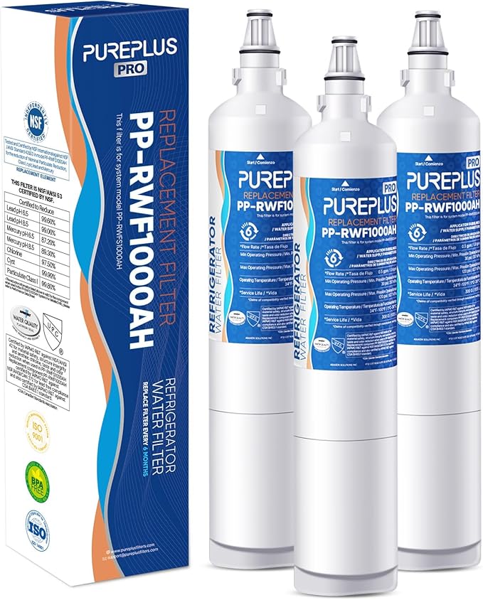 PUREPLUS PRO 5231JA2006A NSF/ANSI 53&42 Certified Refrigerator Water Filter Replacement for LG LT600P kenmore 469990, 9990, R-9990, FML-2, RWF1000A, LSC27931ST, LFX25960ST, 3Pack