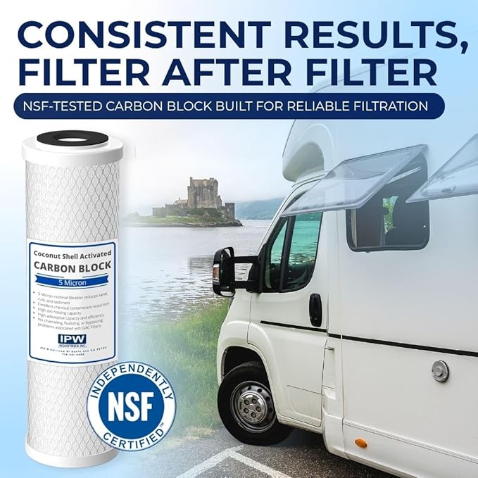 IPW Industries Inc. | 4-Pack Flow-Pur 8 (WCBCS-975-RV) Water Filter Replacement and Water Purifier Activated Carbon Filter for RV Water Filter System