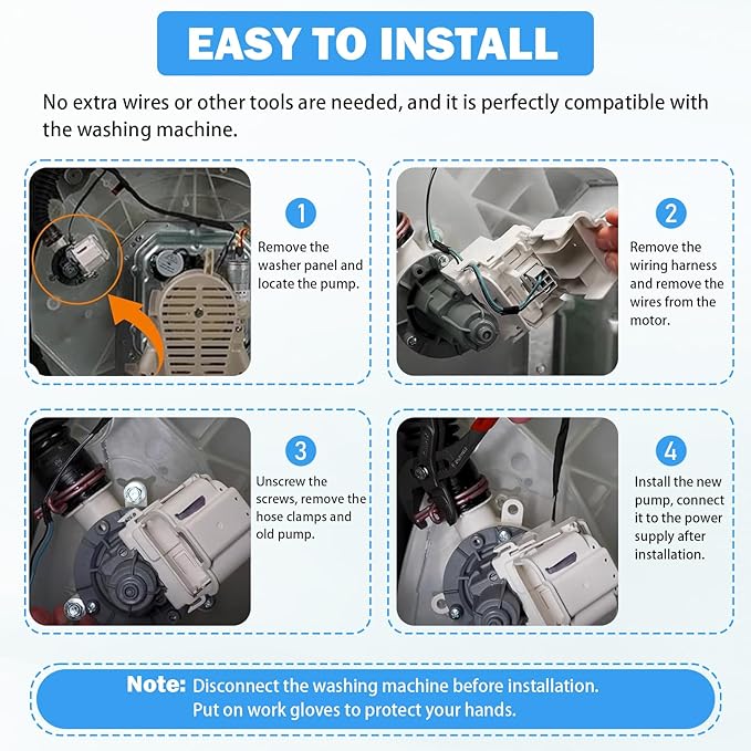 W11399437 W11259498 Washer Drain Pump B25-3A04 Compatible with Whirlpool Kenmore Maytag Crosley Washing Machine Drain Pump Replacement Parts 4961028 AP6974144 PS12731241 EAP12731241