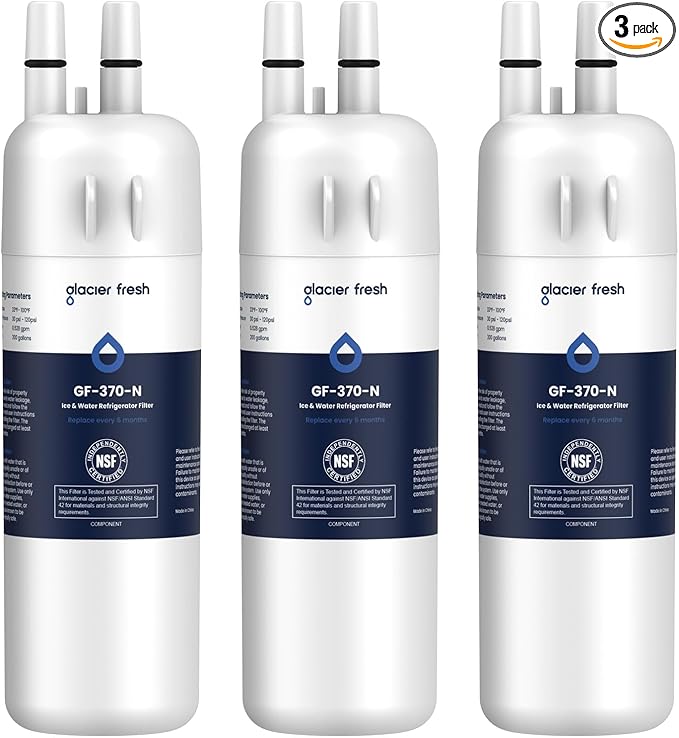 GLACIER FRESH EDR1RXD1 Refrigerator Water Filter Compatible with W10295370A, EDR1RXD1, WHR1RXD1, KAD1RXD1, Filter 1, W10295370, P4RFWB, P8RFWB2L, 46-9930, 46-9081 Refrigerator Water Filter 3 Pack
