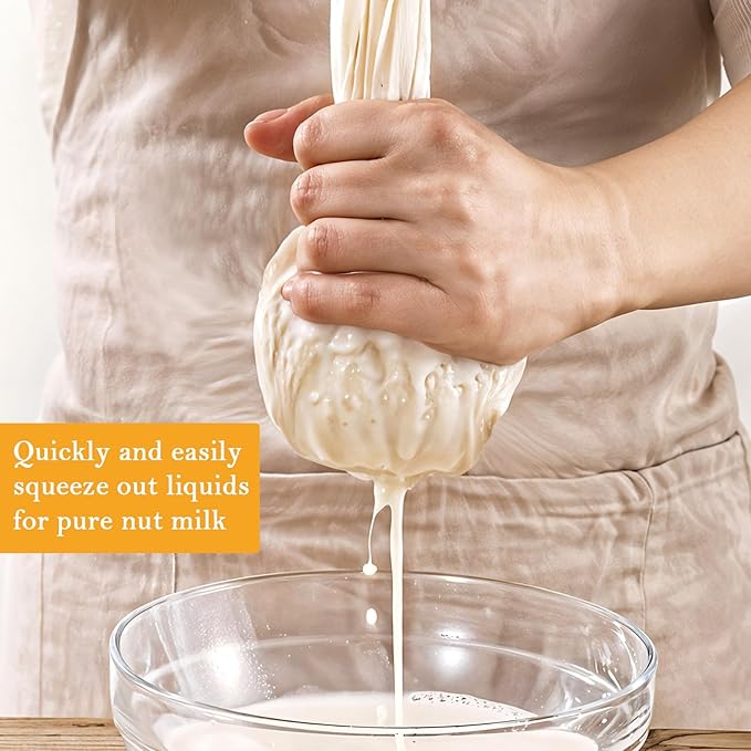 12 × 8 Inches Fine Mesh Nut Milk Bag, 4 PCS Nut Bag Strainer for Juicing Reusable Milk Nylon Bags for Straining, Multiple Usage Cheese Cloth Bags for Straining for Oat Milks Juice Coffee Yogurt