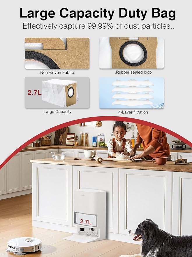 22 Pcs Accessories Kit for Dreame L10 Ultra/L10s Ultra/L10s Pro/L10s Pro Gen 2/L10 Prime/Xiaomi X10+/X20+ Vacuum Robot, 1 Main Brush, 4 Filters, 6 SideBrushes, 4Dust Bags, 6Mop Pads, 1Cleaning Brush